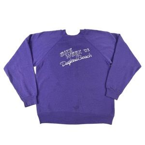 Vintage 90s Daytona Bike Week Sweatshirt Solid Purple Graphic Print Womens XS
